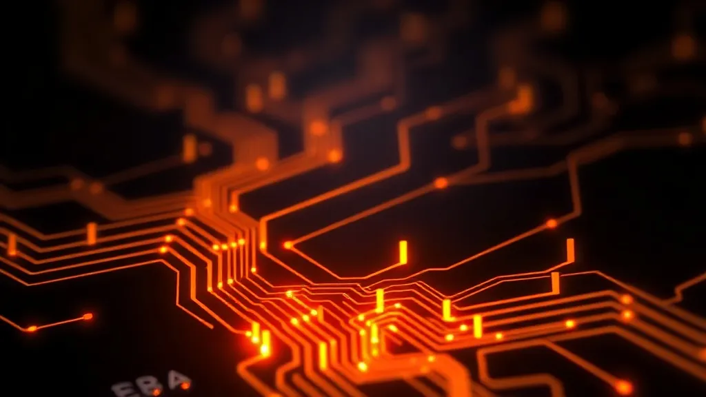 Abstract visualization of energy flowing through a circuit b